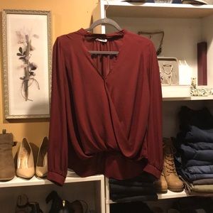 Burgundy long sleeve blouse